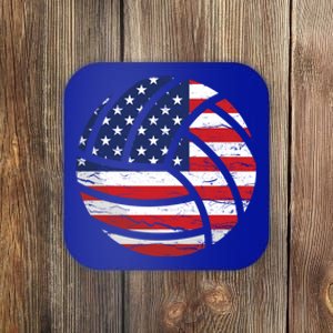 Volleyball American Flag Usa Patriotic Gift Coaster