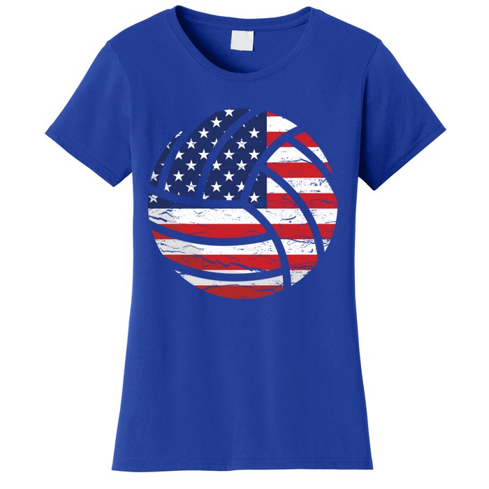 Volleyball American Flag Usa Patriotic Gift Women's T-Shirt