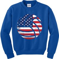 Volleyball American Flag Usa Patriotic Gift Kids Sweatshirt