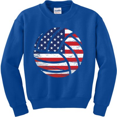 Volleyball American Flag Usa Patriotic Gift Kids Sweatshirt