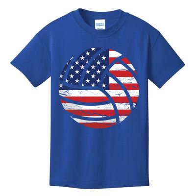 Volleyball American Flag Usa Patriotic Gift Kids T-Shirt