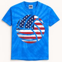 Volleyball American Flag Usa Patriotic Gift Kids Tie-Dye T-Shirt