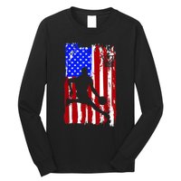 Vintage American Flag Basketball Long Sleeve Shirt