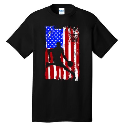 Vintage American Flag Basketball Tall T-Shirt