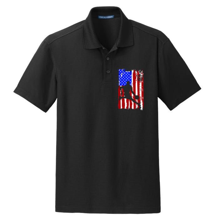 Vintage American Flag Basketball Dry Zone Grid Polo