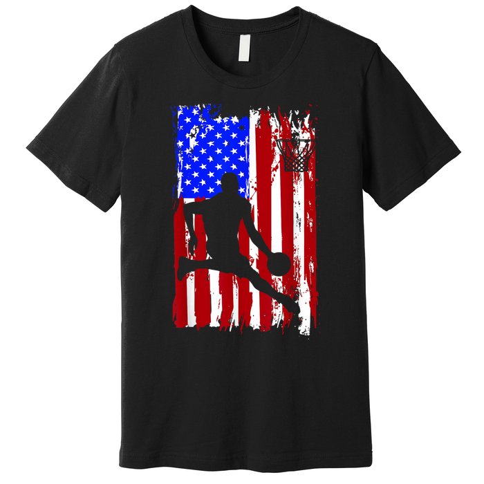 Vintage American Flag Basketball Premium T-Shirt