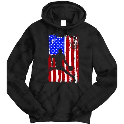 Vintage American Flag Basketball Tie Dye Hoodie