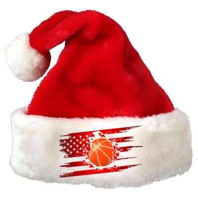 Vintage American Flag Basketball Premium Christmas Santa Hat