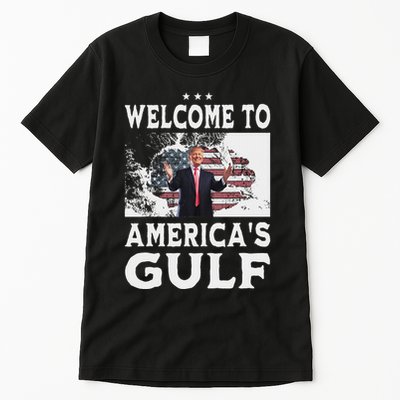 Vintage American Flag Welcome To AmericaS Gulf Trump Tall T-Shirt