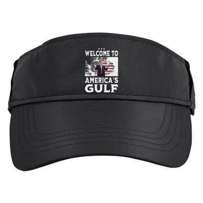 Vintage American Flag Welcome To AmericaS Gulf Trump Adult Drive Performance Visor