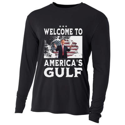 Vintage American Flag Welcome To AmericaS Gulf Trump Cooling Performance Long Sleeve Crew