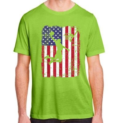 Vintage American Flag Basketball Adult ChromaSoft Performance T-Shirt