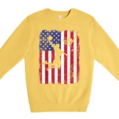 Vintage American Flag Basketball Premium Crewneck Sweatshirt