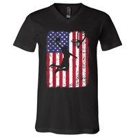 Vintage American Flag Basketball V-Neck T-Shirt