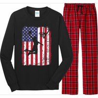 Vintage American Flag Basketball Long Sleeve Pajama Set