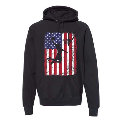 Vintage American Flag Basketball Premium Hoodie