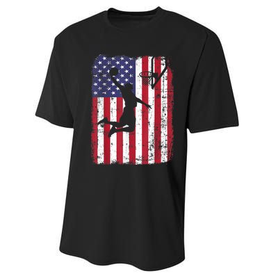 Vintage American Flag Basketball Performance Sprint T-Shirt