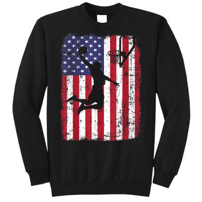 Vintage American Flag Basketball Tall Sweatshirt