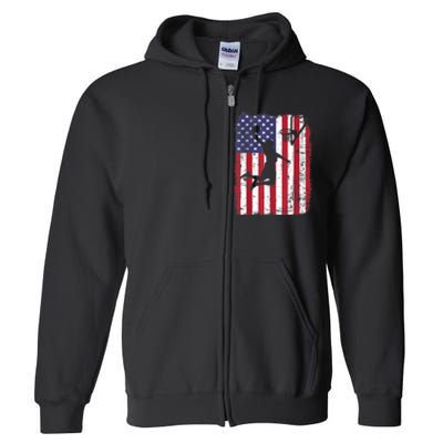 Vintage American Flag Basketball Full Zip Hoodie