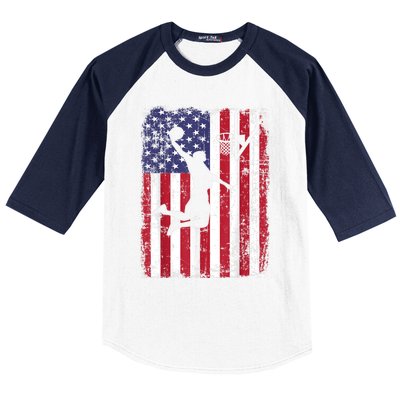 Vintage American Flag Basketball Baseball Sleeve Shirt