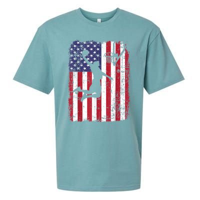 Vintage American Flag Basketball Sueded Cloud Jersey T-Shirt