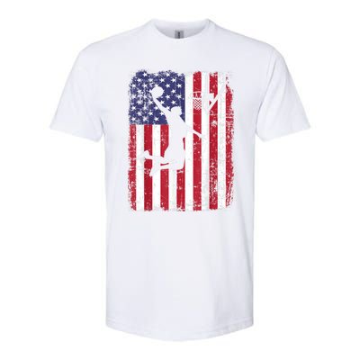 Vintage American Flag Basketball Softstyle CVC T-Shirt