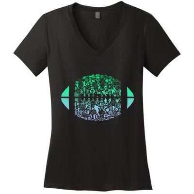 Vintage American Football Player Women's V-Neck T-Shirt