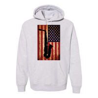 Vintage American Flag Saxophone Funny Sax Music Player Gifts Premium Hoodie