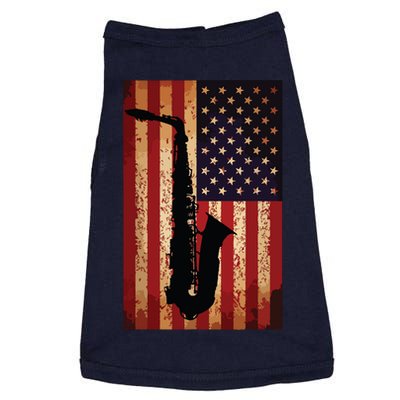 Vintage American Flag Saxophone Funny Sax Music Player Gifts Doggie Tank