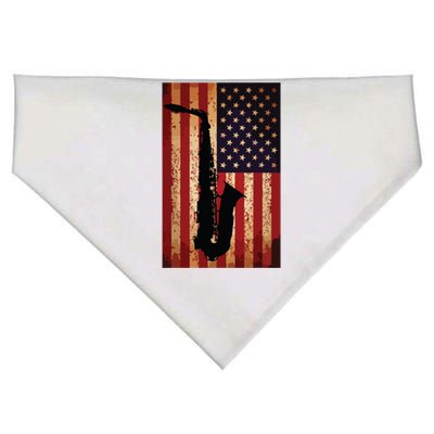 Vintage American Flag Saxophone Funny Sax Music Player Gifts USA-Made Doggie Bandana