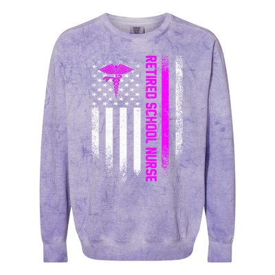 Vintage American Flag Proud Retired School Nurse Retiret Funny Gift Colorblast Crewneck Sweatshirt