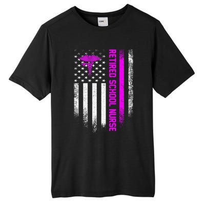 Vintage American Flag Proud Retired School Nurse Retiret Funny Gift Tall Fusion ChromaSoft Performance T-Shirt