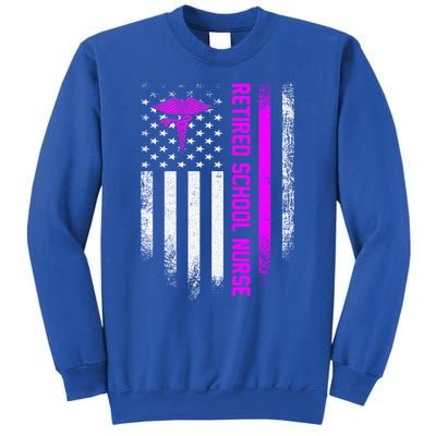 Vintage American Flag Proud Retired School Nurse Retiret Funny Gift Sweatshirt