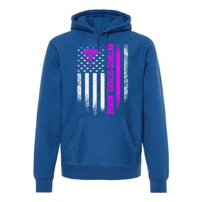 Vintage American Flag Proud Retired School Nurse Retiret Funny Gift Premium Hoodie