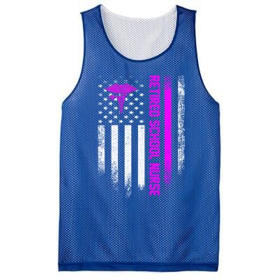 Vintage American Flag Proud Retired School Nurse Retiret Funny Gift Mesh Reversible Basketball Jersey Tank