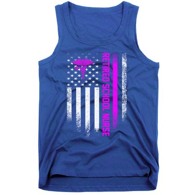 Vintage American Flag Proud Retired School Nurse Retiret Funny Gift Tank Top