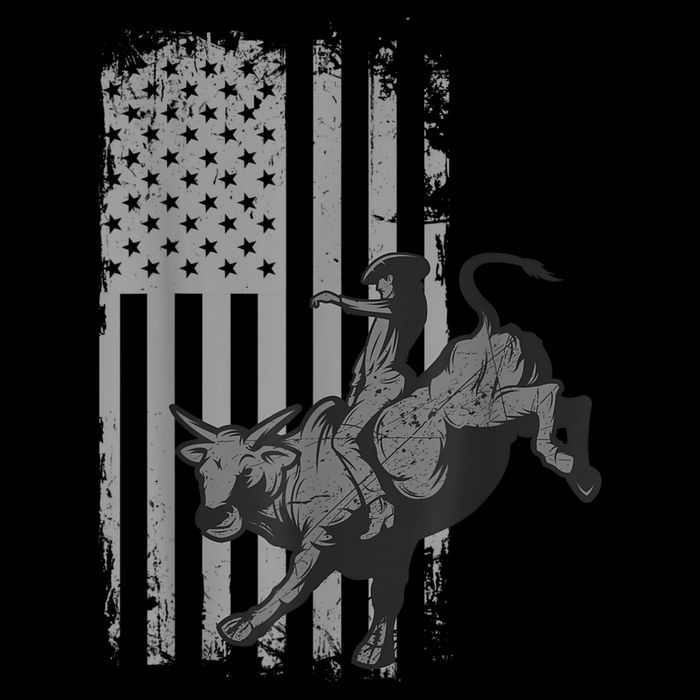 Vintage American Flag Bucking Bull Riding Patriotism Rodeo Doggie Tank