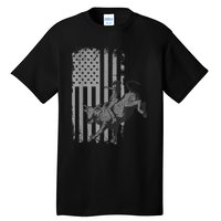 Vintage American Flag Bucking Bull Riding Patriotism Rodeo Tall T-Shirt