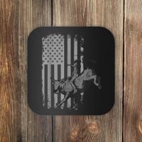 Vintage American Flag Bucking Bull Riding Patriotism Rodeo Coaster