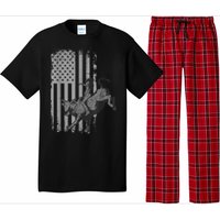 Vintage American Flag Bucking Bull Riding Patriotism Rodeo Pajama Set