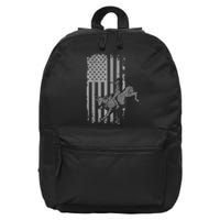 Vintage American Flag Bucking Bull Riding Patriotism Rodeo 16 in Basic Backpack