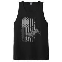 Vintage American Flag Bucking Bull Riding Patriotism Rodeo PosiCharge Competitor Tank