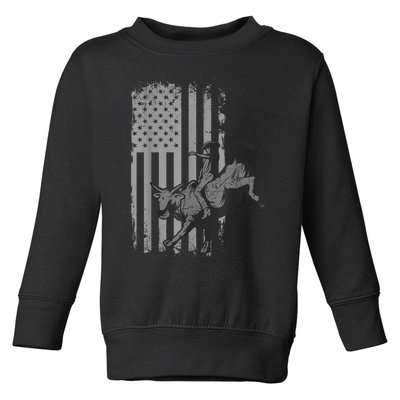 Vintage American Flag Bucking Bull Riding Patriotism Rodeo Toddler Sweatshirt