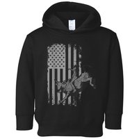 Vintage American Flag Bucking Bull Riding Patriotism Rodeo Toddler Hoodie