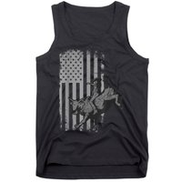 Vintage American Flag Bucking Bull Riding Patriotism Rodeo Tank Top