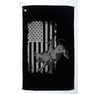 Vintage American Flag Bucking Bull Riding Patriotism Rodeo Golf Towel