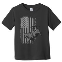 Vintage American Flag Bucking Bull Riding Patriotism Rodeo Toddler T-Shirt