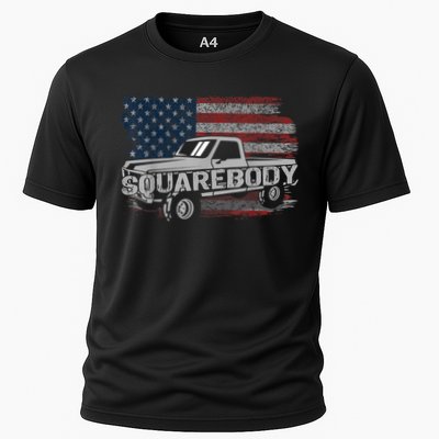 Vintage American Flag Squarebody Square Body Truck Lover Performance Shirt