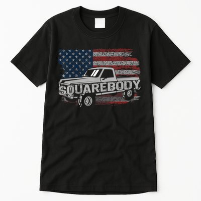 Vintage American Flag Squarebody Square Body Truck Lover Tall T-Shirt