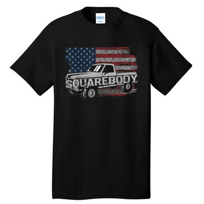 Vintage American Flag Squarebody Square Body Truck Lover Tall T-Shirt